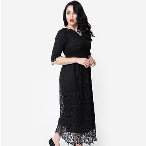NEW Unique Vintage Lace Half Sleeve Midi Dress